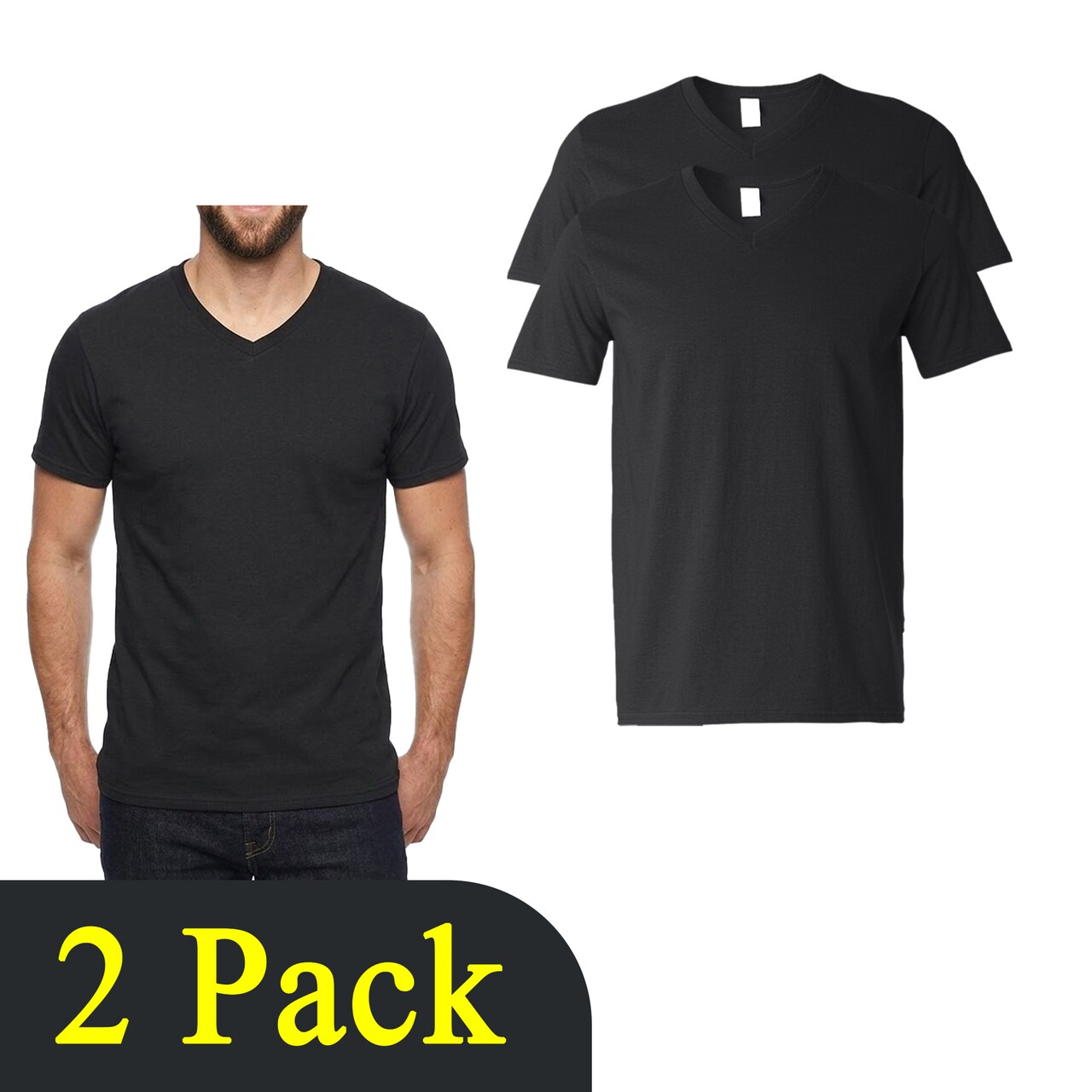 Gildan Black V-Neck Softstyle T-Shirt Blanks – Short Sleeve DIY Craft Bundle for Cricut